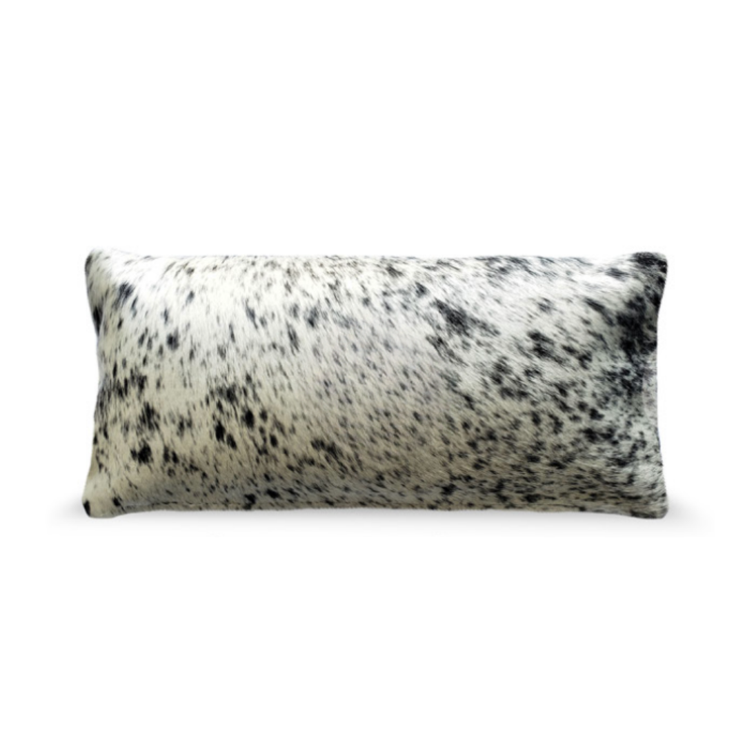 Salt & Pepper Cowhide Pillow Cover - Lumbar Size - The Boho House