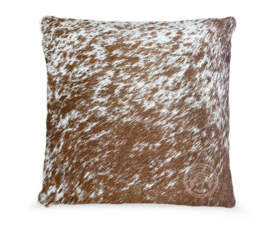 Brown + White Salt Pepper Cowhide Pillow Cover - Square Pillow - The Boho House