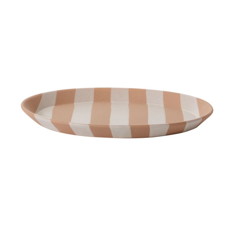 Striped Botera Kitchen Collection - Ceramic & White Striped - Oval Platter - The Boho House