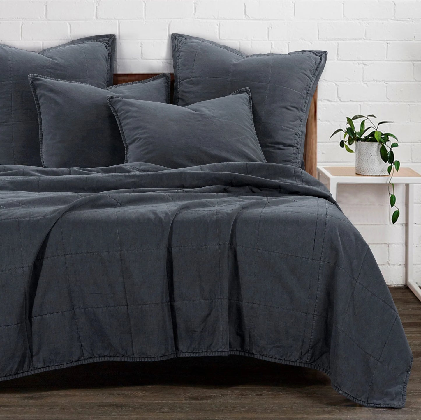 Birch Creek Cotton Canvas Coverlet - Slate - The Boho Housw