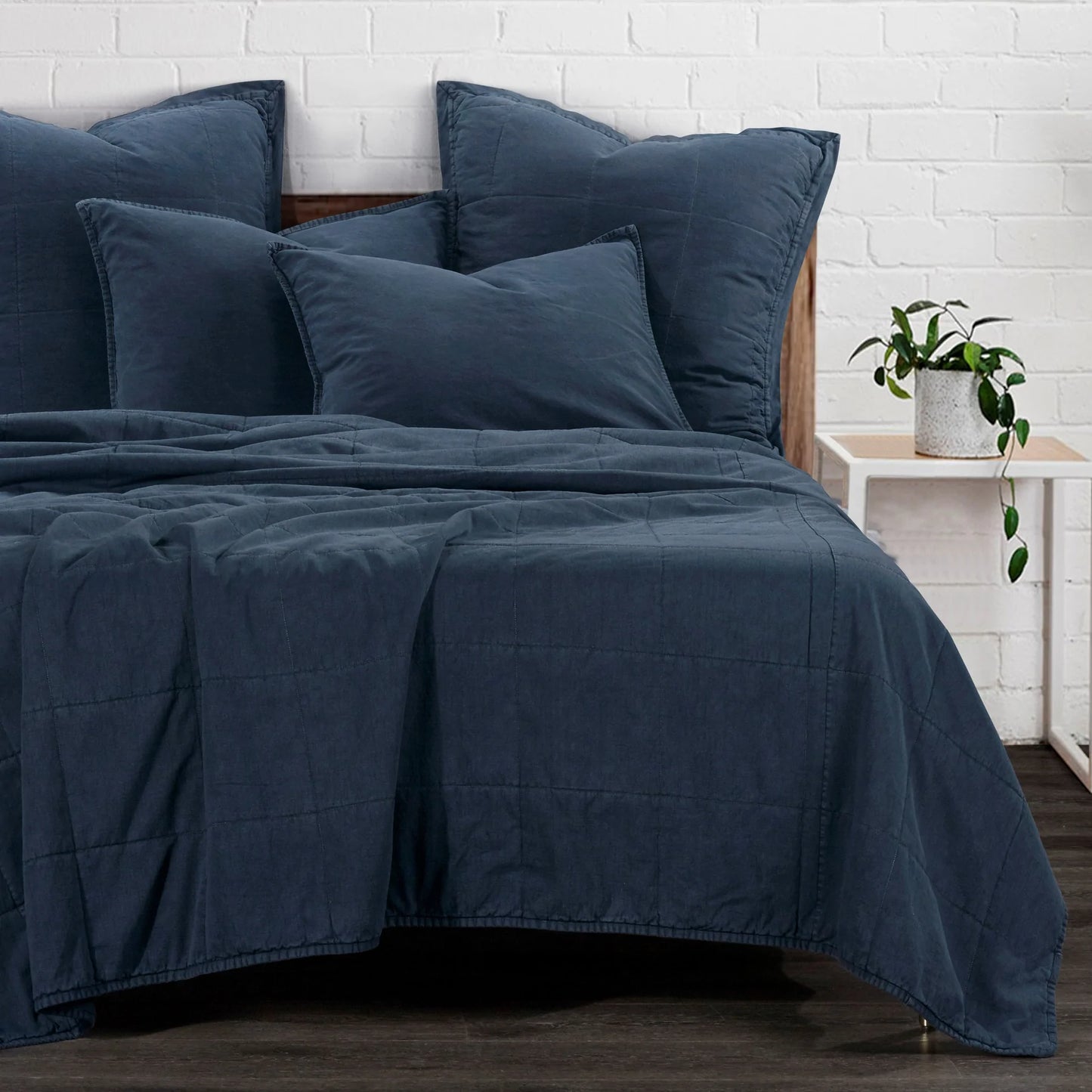 Birch Creek Cotton Canvas Coverlet - Denim - The Boho House