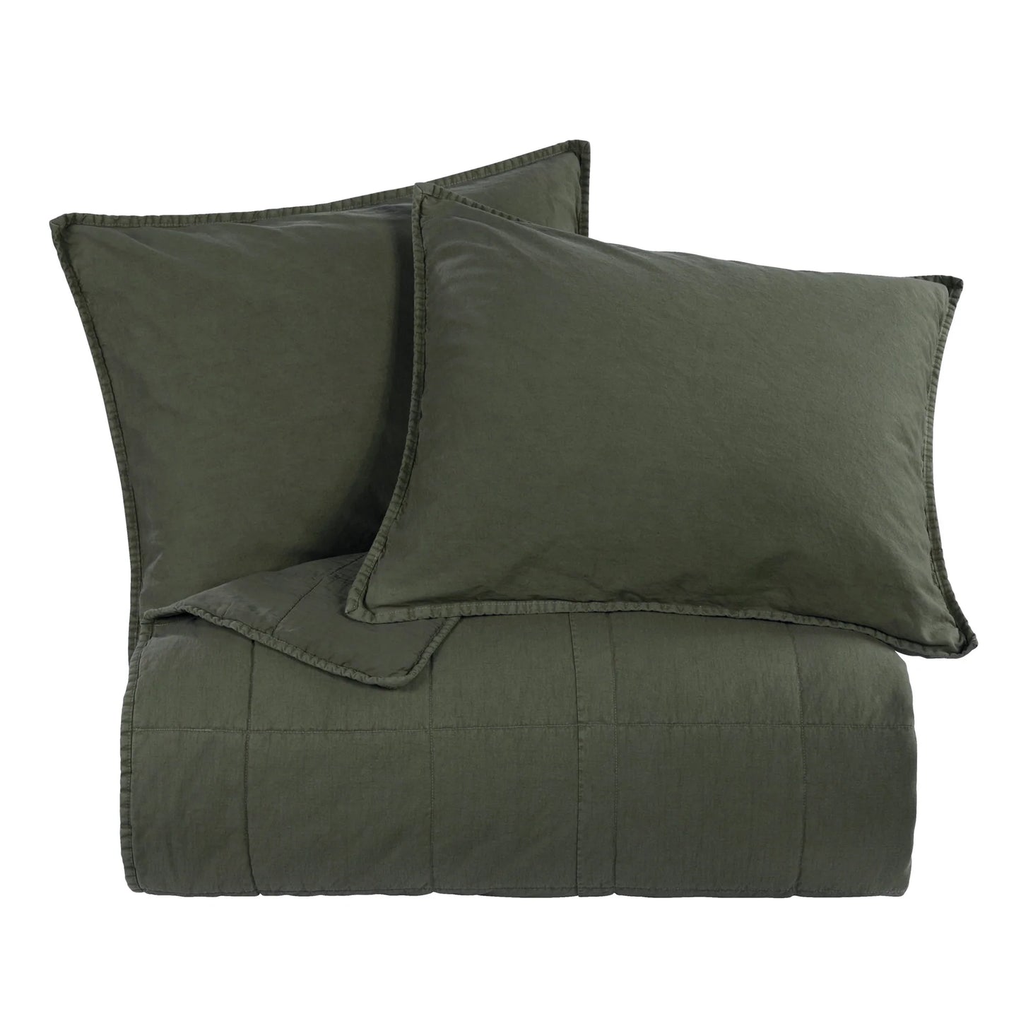 Birch Creek Cotton Canvas Coverlet - Olive Green - The Boho House