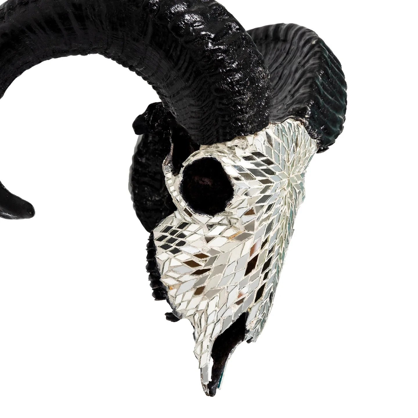 Disco Diva Ram Skull - Mirror Mosaic - The Boho House