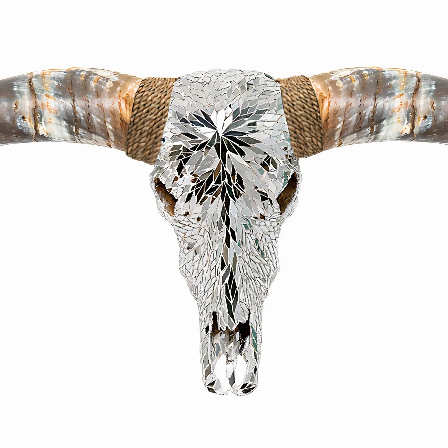 Disco Diva XL Longhorn Skull - Mirror Mosaic - The Boho House