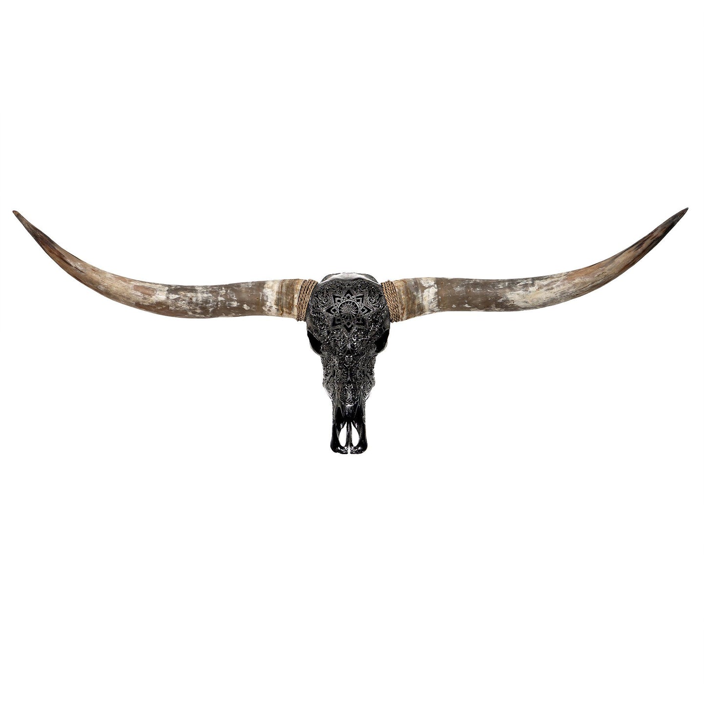 Black Flower Child Longhorn Skull - The Boho House