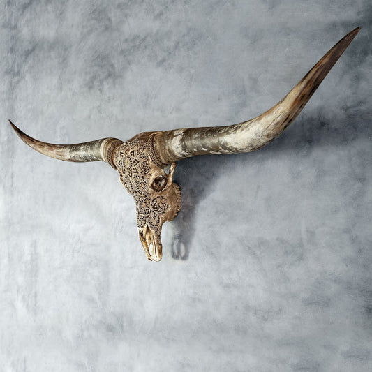 Gold Flower Child Longhorn Skull - The Boho House