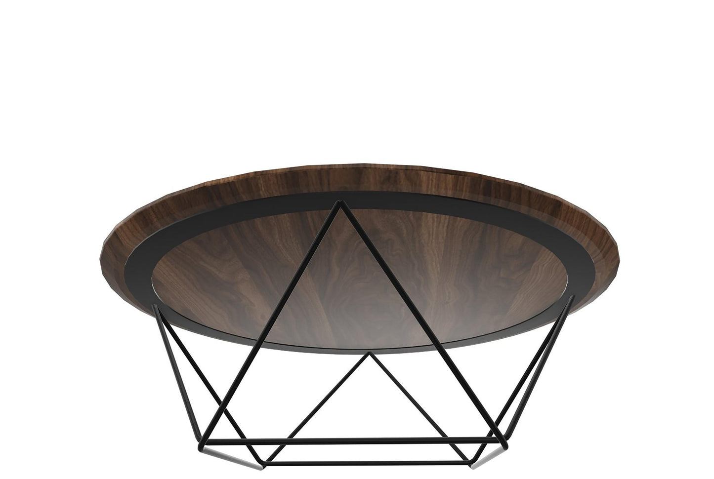 41” Mod Geo Brown and Black Wood and Iron Coffee Table