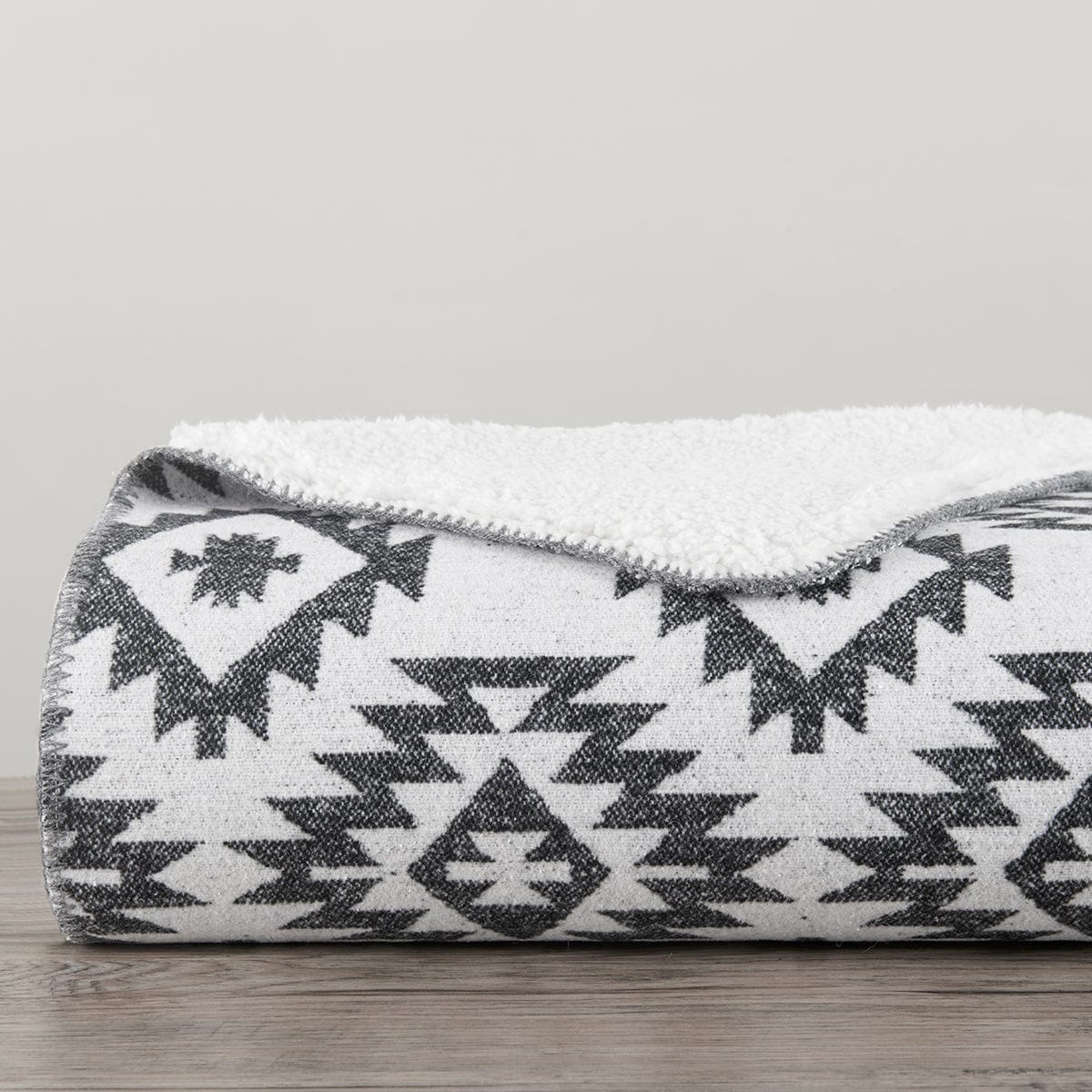 Hells Canyon Aztec Sherpa Throw - Aztec Pattern - Black Color - The Boho House