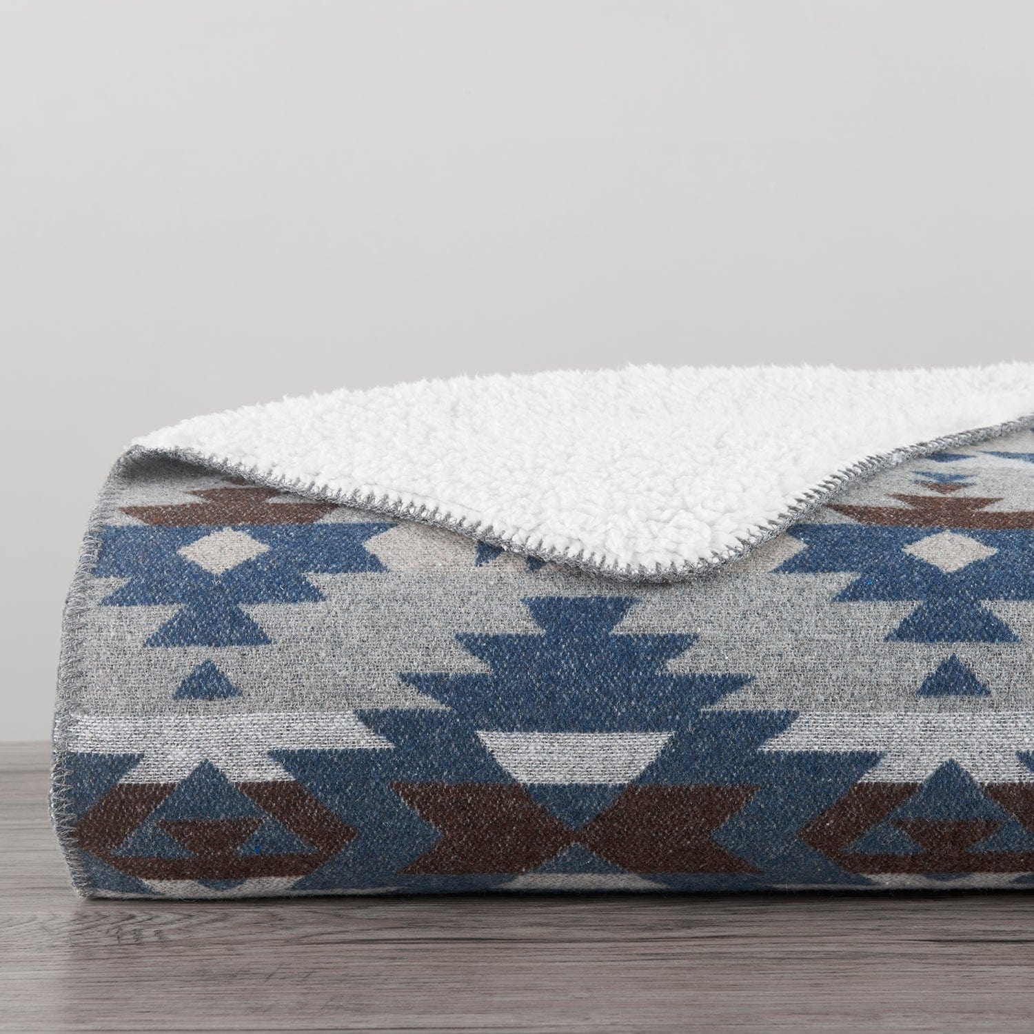 Hells Canyon Aztec Sherpa Throw - Blue & Grey Aztec Pattern - Sherpa Throw - The Boho House