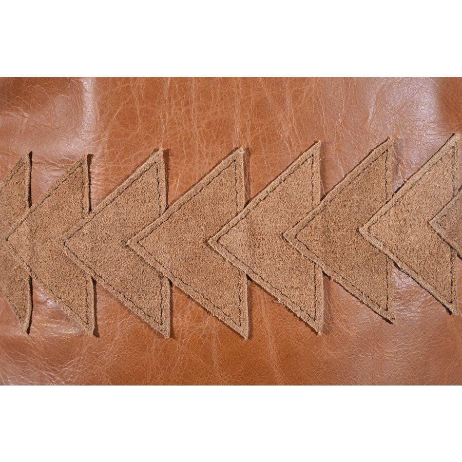 Straight as an Arrow Tobacco Leather Pillow - 100% leather - 12" x 20" - Feather fill - Tassel Corners - The Boho House