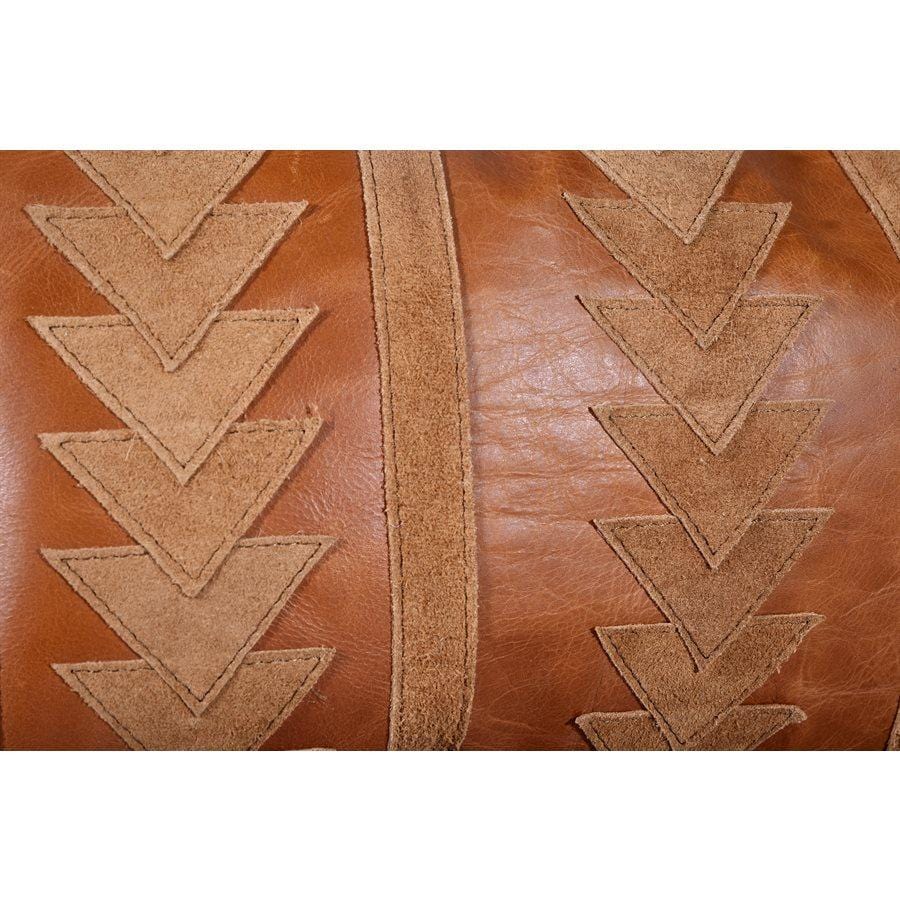 Straight as an Arrow Tobacco Leather Pillow - 100% leather - 12" x 20" - Feather fill - Tassel Corners - The Boho House