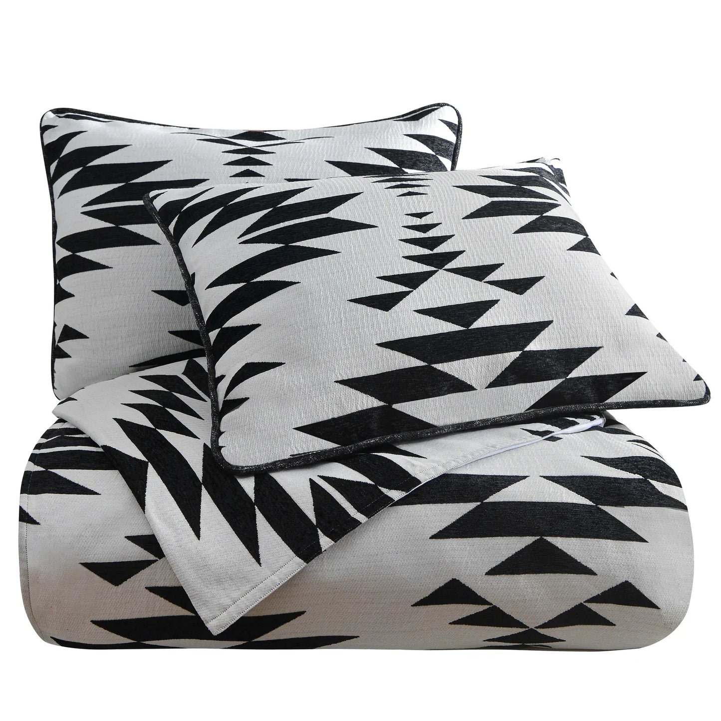 Table Rock Aztec Comforter Set - Black & White - Aztec Pattern - Cotton & Polyester - 3 Piece Set - The Boho House