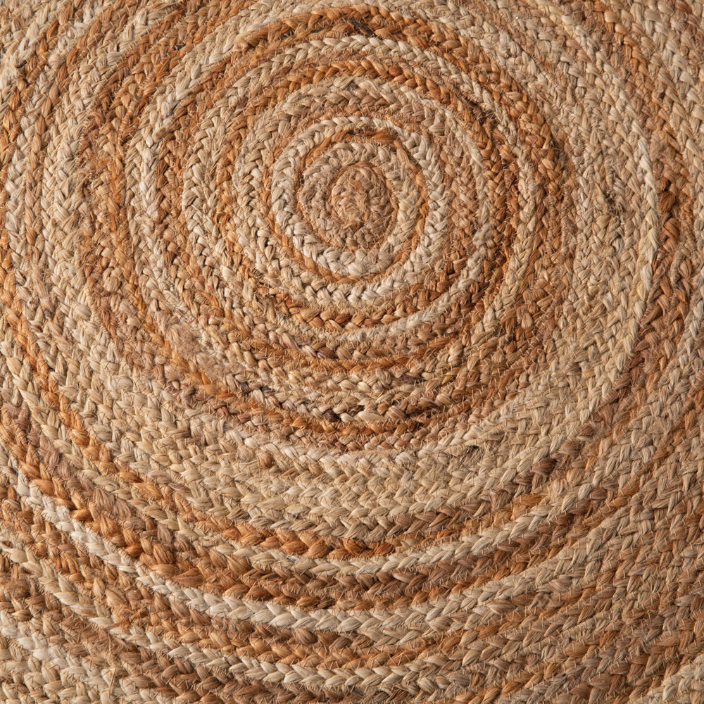 The Natural + Cream Desert Sage Jute Rug - 5' Round Rug - Jute Fibers - Hand woven - The Boho House